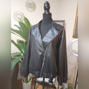 Ashley Stewart Black Faux Leather Jacket